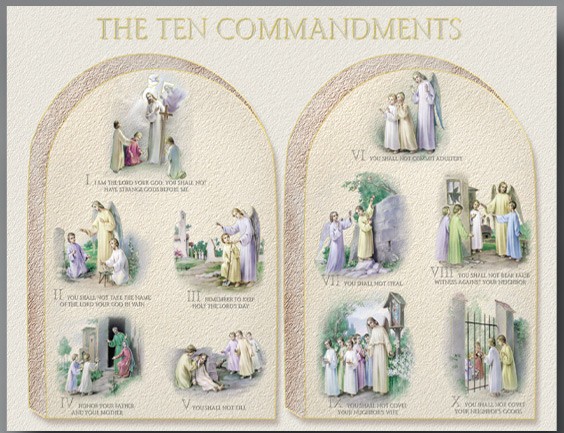 Ten Commandments Large Poster - 27&quot;W x 19&quot;H - Full Color