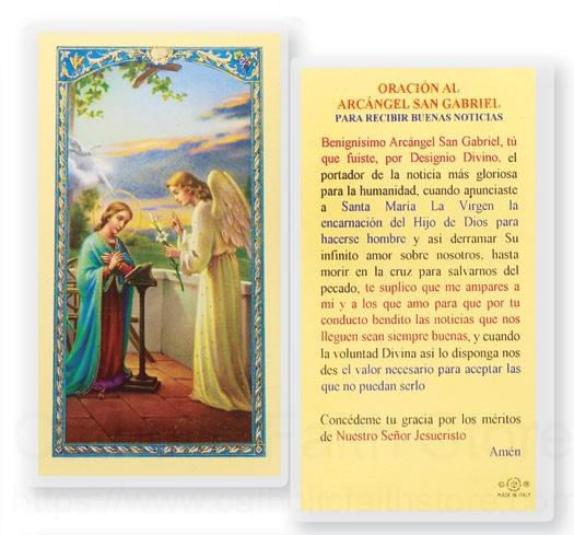 Oracion Al Santo Angel Gabriel Laminated Spanish Prayer Cards 25 Pack
