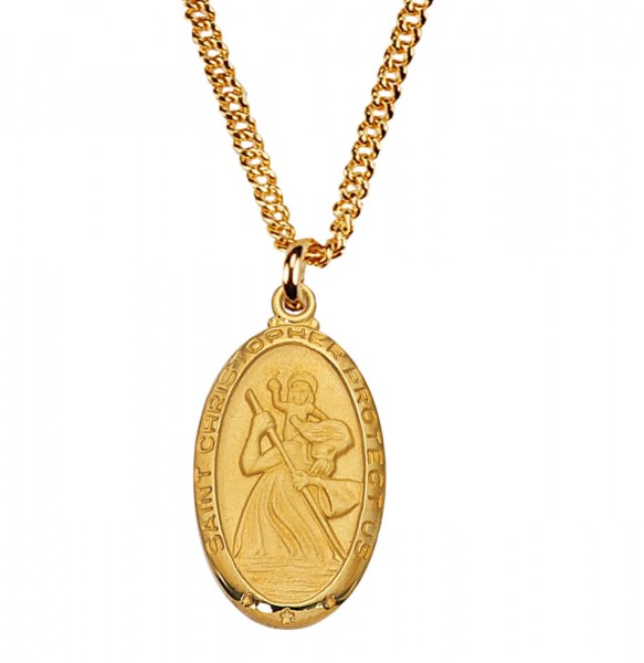 Men's Saint Christopher Oval Goldtone Necklace