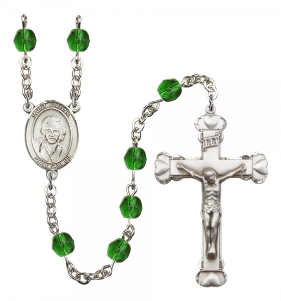 Women's St. Gianna Beretta Molla Birthstone Rosary - Emerald Green