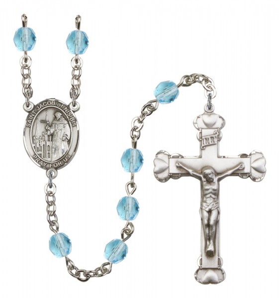 Women's St. Jacob of Nisibis Birthstone Rosary - Aqua