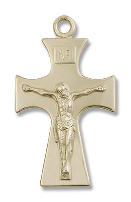 Contemporary Celtic Crucifix Pendant - 14K Solid Gold