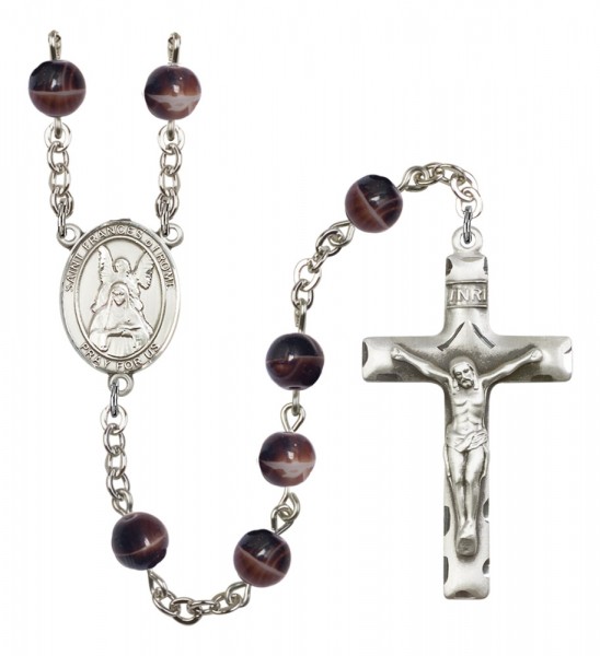 Men's St. Frances of Rome Silver Plated Rosary - Brown