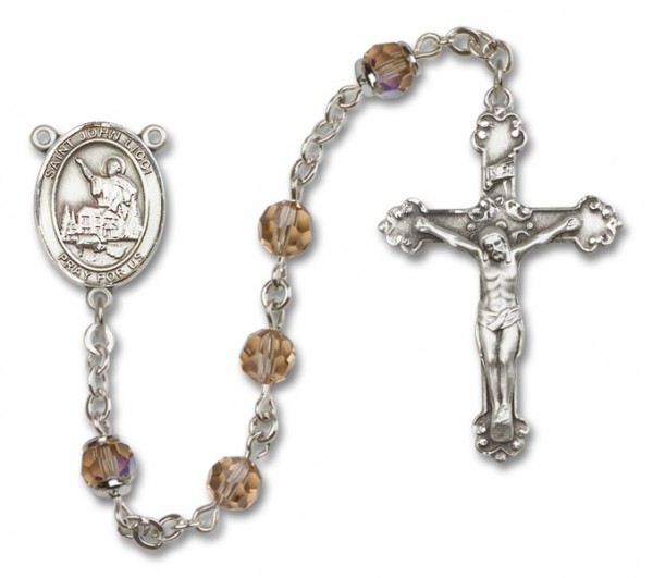 St. John Licci Sterling Silver Heirloom Rosary Fancy Crucifix - Topaz