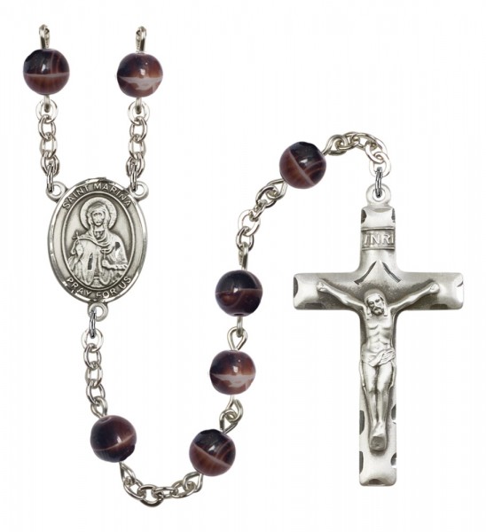 Men's St. Marina Silver Plated Rosary - Brown