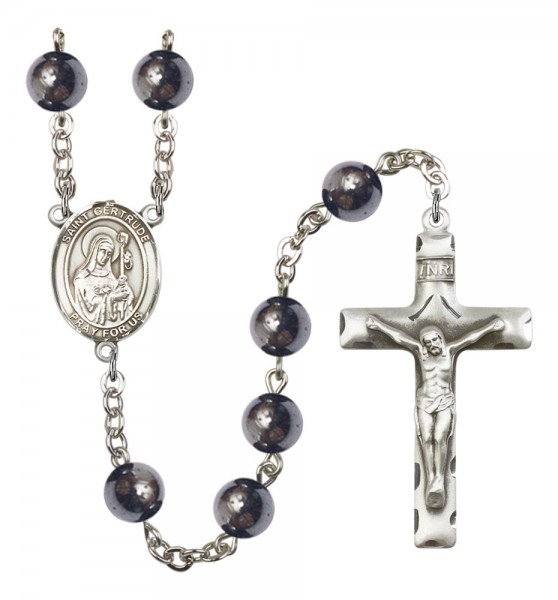 Men's St. Gertrude of Nivelles Silver Plated Rosary - Silver