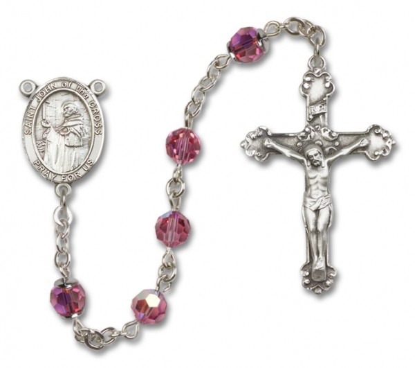 St. John of the Cross Sterling Silver Heirloom Rosary Fancy Crucifix - Rose
