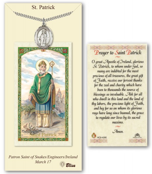 St. Patrick Necklace in Pewter with Prayer Card
