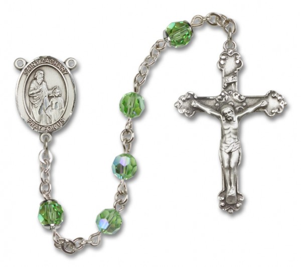 St. Zachary Sterling Silver Heirloom Rosary Fancy Crucifix - Peridot