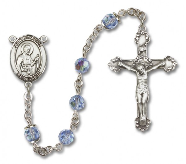 St. Camillus of Lellis Sterling Silver Heirloom Rosary Fancy Crucifix - Light Amethyst