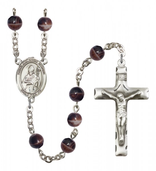 Men's St. Malachy O'More Silver Plated Rosary - Brown