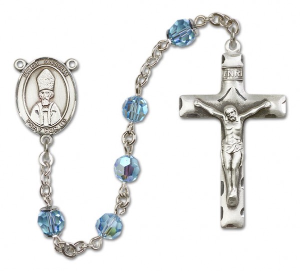 St. Anselm of Canterbury Sterling Silver Heirloom Rosary Squared Crucifixe - Aqua