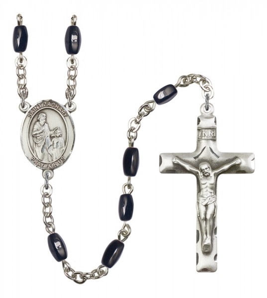 Men's St. Zachary Silver Plated Rosary - Black | Silver