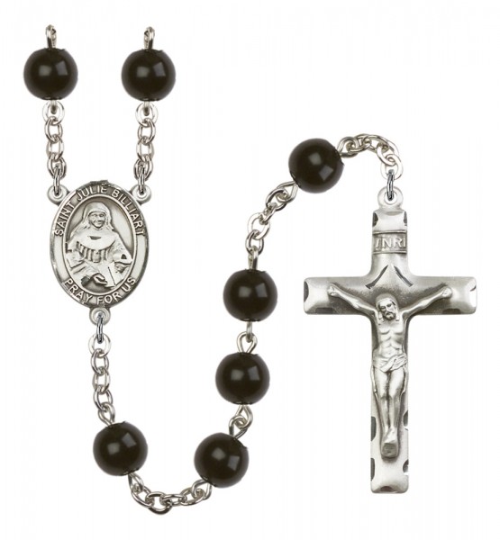 Men's St. Julia Billiart Silver Plated Rosary - Black