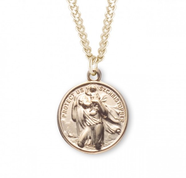 Gold Plated St. Christopher and St. Raphael Necklace Round Sterling Silver