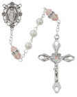 October Birthstone Rosary Pink Pearl Glass