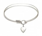 Smooth Bangle Bracelet with a Puff Heart Charm