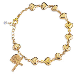 Gold over Sterling Silver Polished Heart Rosary Bracelet 8mm [HRB0012]