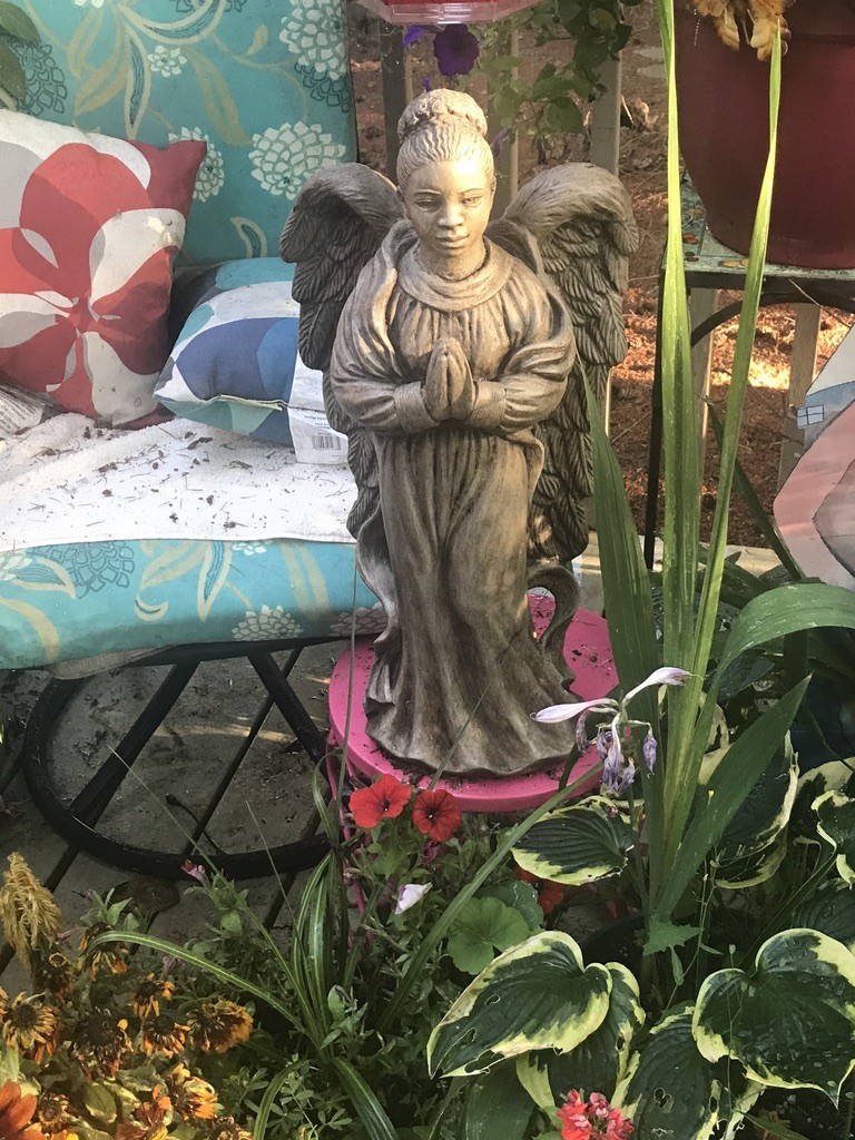 African American Garden Angel Female Statue 24.75 Inches