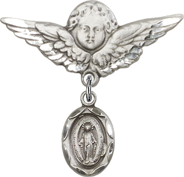 Miraculous Charm and Angel with Larger Wings Badge Pin