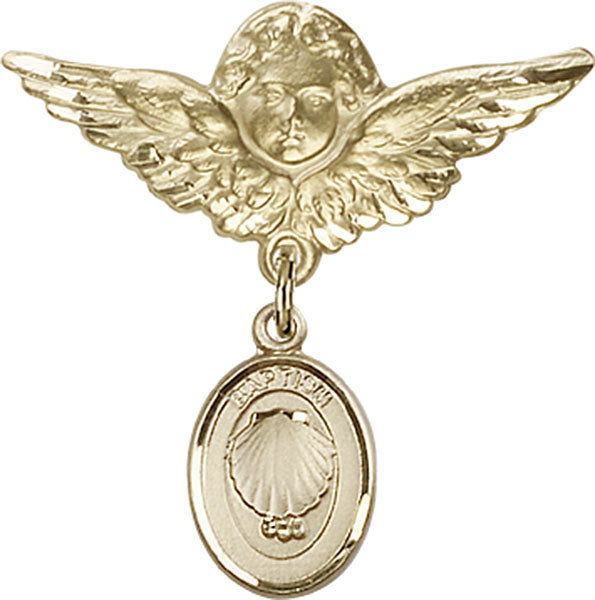 Baptism Charm and Angel with Larger Wings Badge Pin