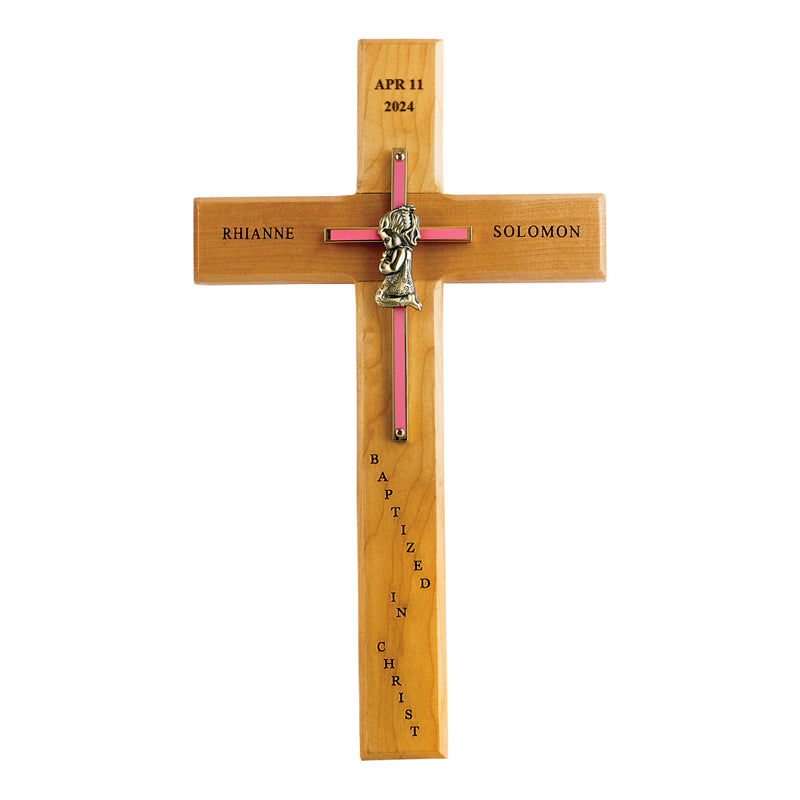 Baby Girl Baptism Wall Cross - 10 inch