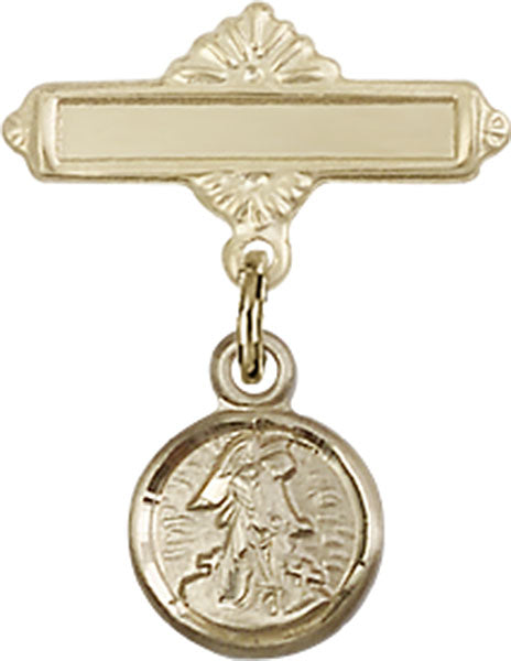 Guardian Angel Charm and Polished Engravable Badge Pin