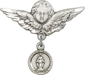 Miraculous Charm and Angel with Larger Wings Badge Pin