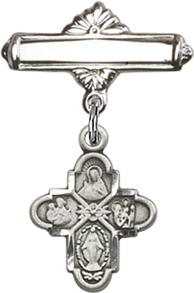 4-Way Charm and Polished Engravable Badge Pin