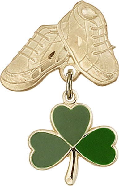 Shamrock Charm and Baby Boots Pin