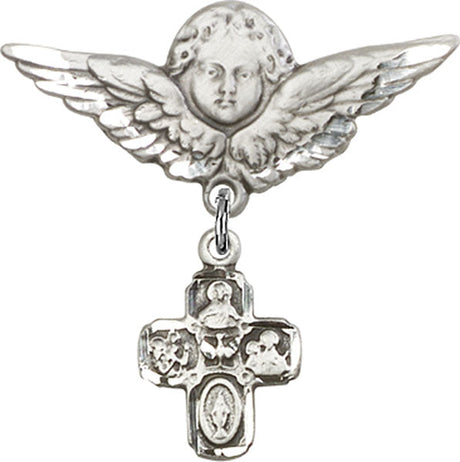 4-Way Charm and Angel with Larger Wings Badge Pin