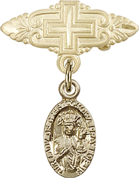 Our Lady of Czestochowa Charm and Badge Pin with Cross