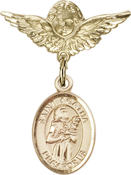 St. Agatha Charm and Angel with Smaller Wings Badge Pin