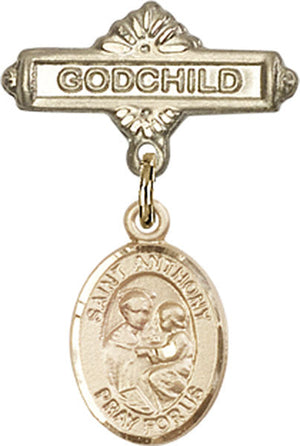 St. Anthony of Padua Charm and Godchild Badge Pin