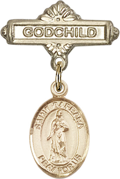 St. Barbara Charm and Godchild Badge Pin