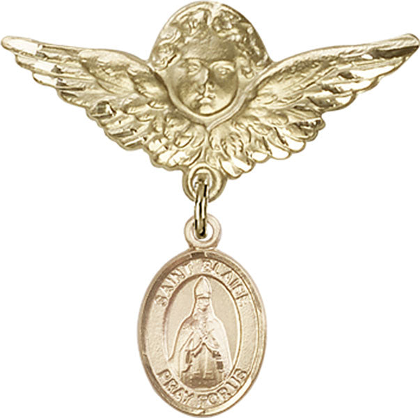 St. Blaise Charm and Angel with Larger Wings Badge Pin