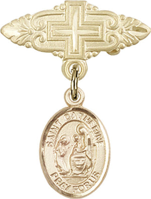 St. Catherine of Siena Charm and Badge Pin with Cross