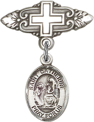 St. Catherine of Siena Charm and Badge Pin with Cross