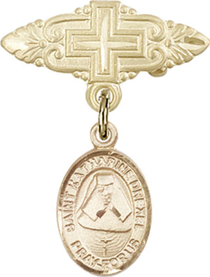 St. Katherine Drexel Charm and Badge Pin with Cross