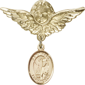 St. Elmo Charm and Angel with Larger Wings Badge Pin