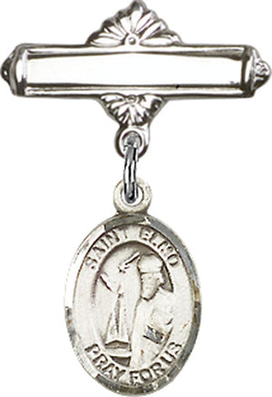 St. Elmo Charm and Polished Engravable Badge Pin