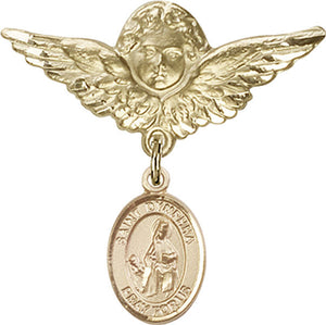 St. Dymphna Charm and Angel with Larger Wings Badge Pin