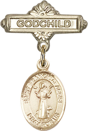 St. Francis of Assisi Charm and Godchild Badge Pin