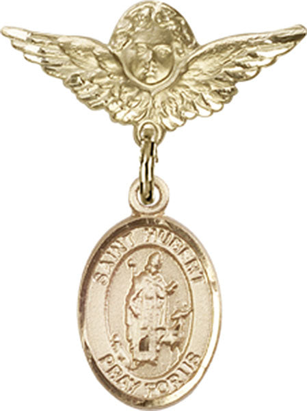 St. Hubert of Liege Charm and Angel with Smaller Wings Badge Pin