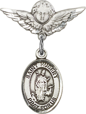 St. Hubert of Liege Charm and Angel with Smaller Wings Badge Pin