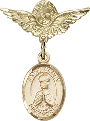 St. Henry II Charm and Angel with Smaller Wings Badge Pin