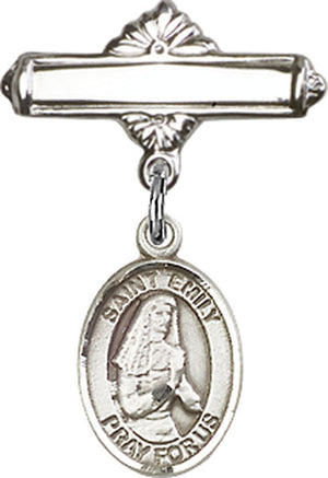 St. Emily de Vialar Charm and Polished Engravable Badge Pin