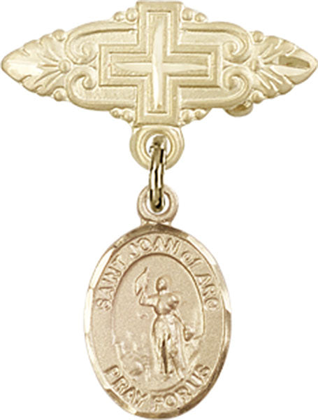 St. Joan of Arc Charm and Badge Pin with Cross