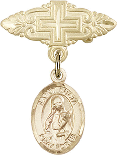 St. Lucia of Syracuse Charm and Badge Pin with Cross