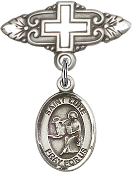 St. Luke the Apostle Charm and Badge Pin with Cross